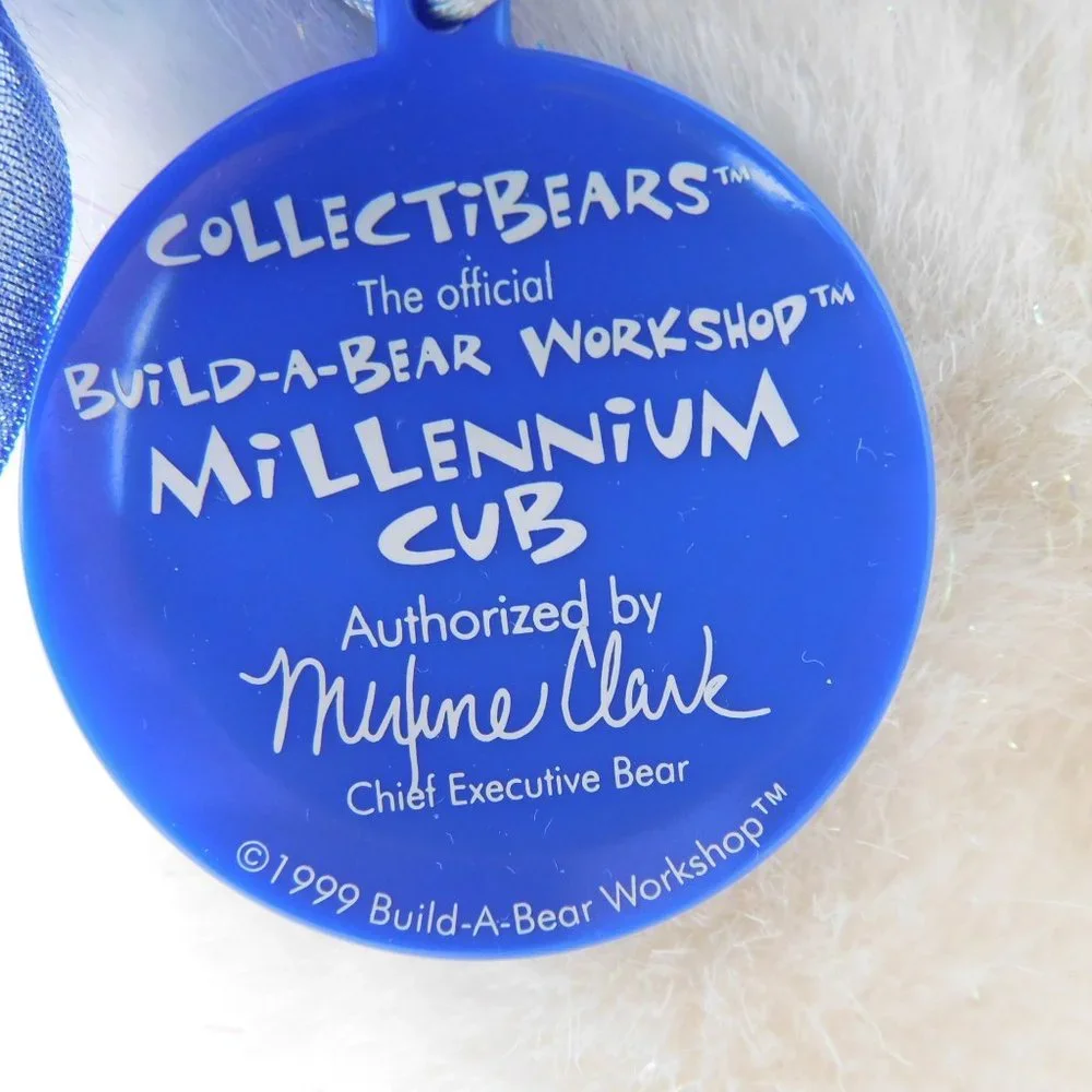 Vintage Build A Bear Blue/White/Sparkle 2000 Millennium Cub Limited Edition 11" - Picture 6 of 8